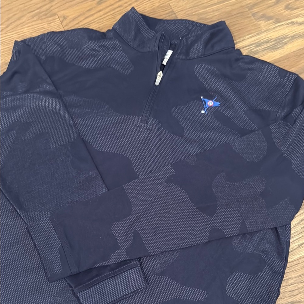 Boys Peter Millar Navy Camo Quarter-Zip pullover